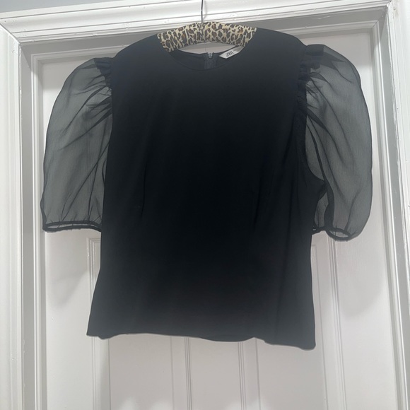 Zara sheer puffy sleeve top - Picture 1 of 3